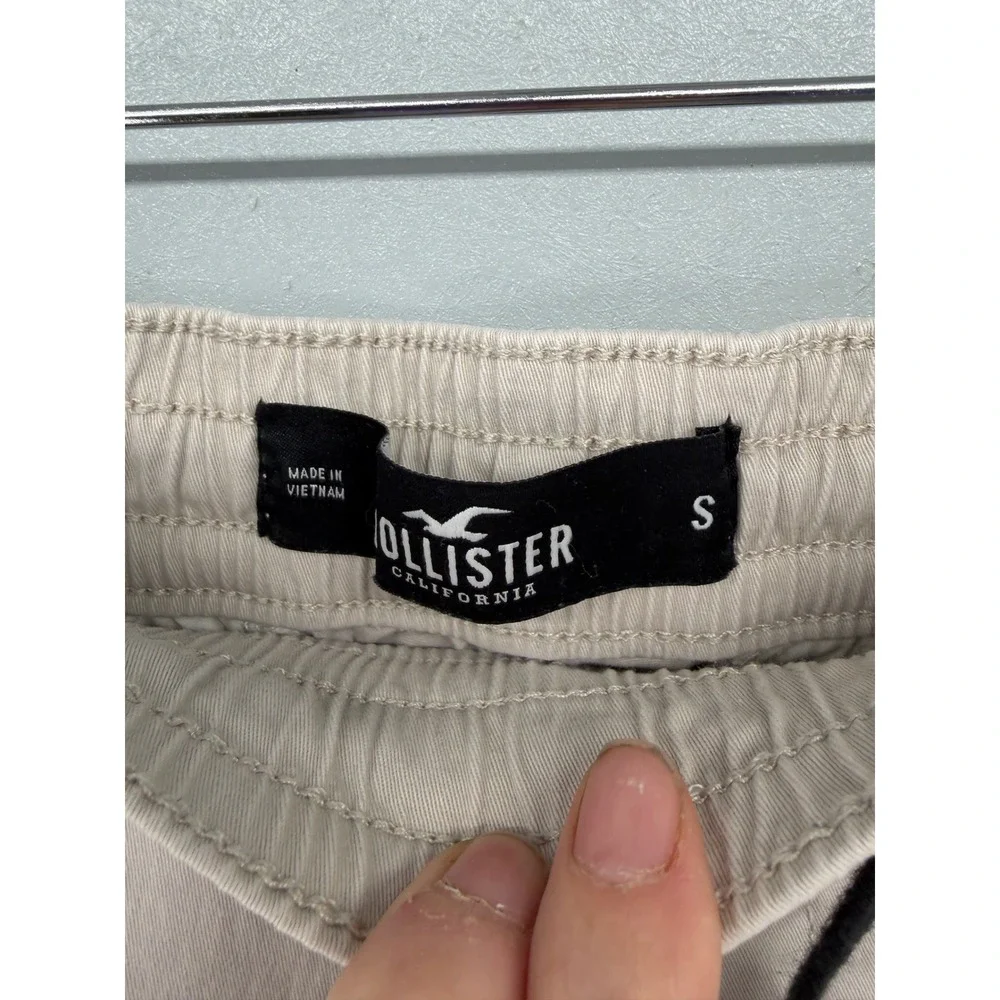 Hollister Mens Jogger Shorts Khaki Tan Elastic Waist Drawstring S‎